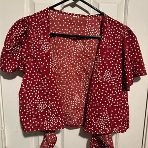 Polka Dot Wrap Top - Red